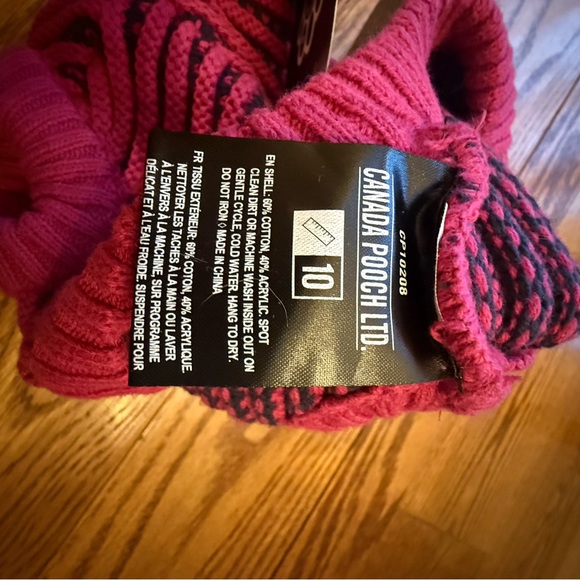 NWT Canada Pooch Pink and Navy Striped Dog Sweater size 10 - Picture 6 of 8